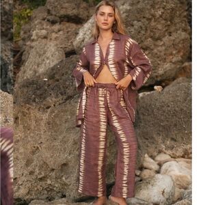 Maurie + Eve Earthy Tie-Dye Button Down Shirt and Pants Set